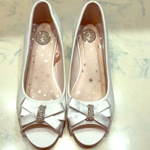 White size 2 girls wedge heels So Brand
